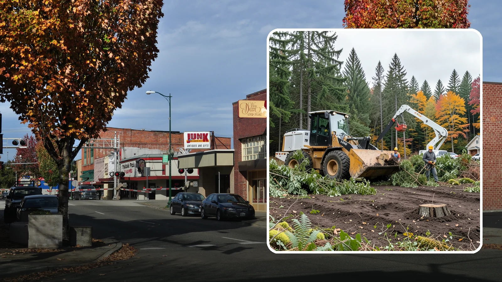 Lot clearing in Puyallup, Pierce County, WA - The clearing of vegetation from a parcel of land.