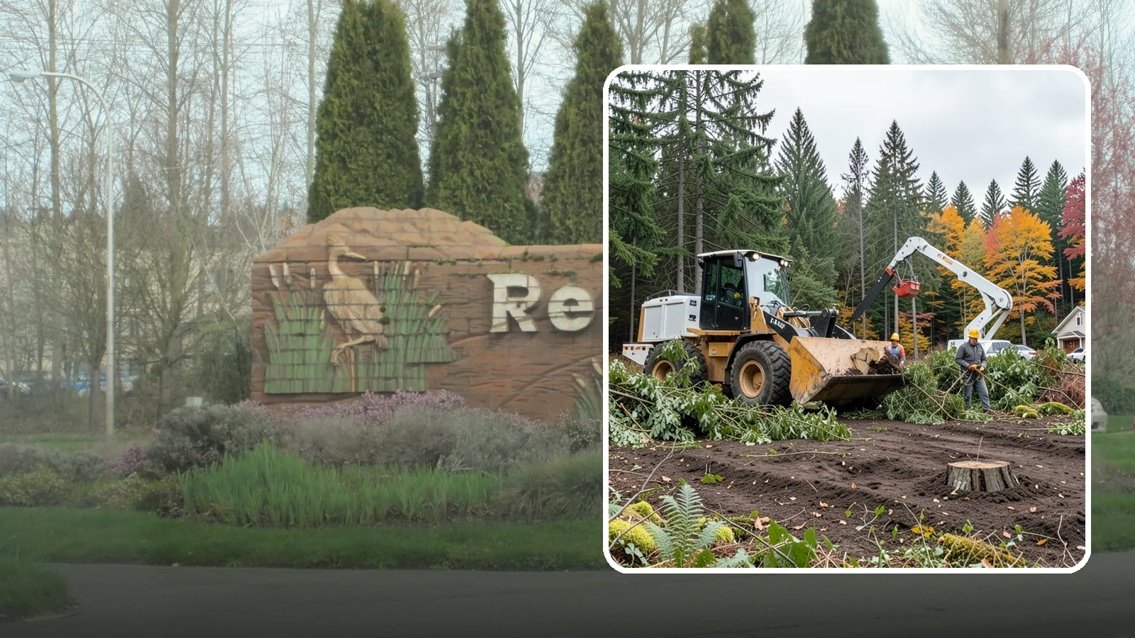Lot clearing in Renton, King County, WA - The clearing of vegetation from a parcel of land.