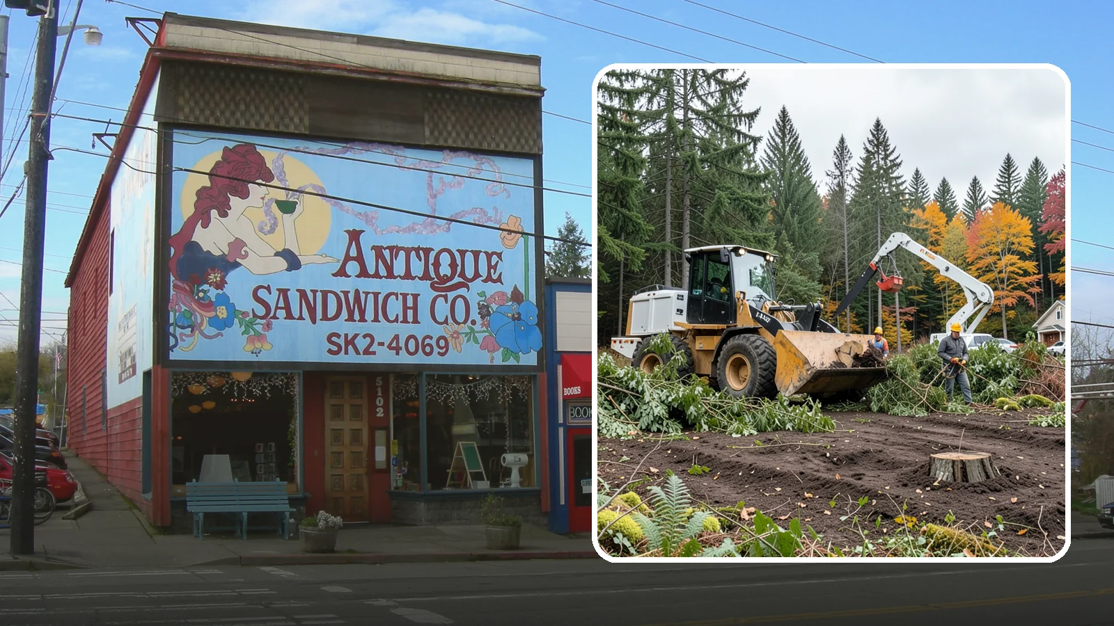Lot clearing in Ruston, Pierce County, WA - The clearing of vegetation from a parcel of land.