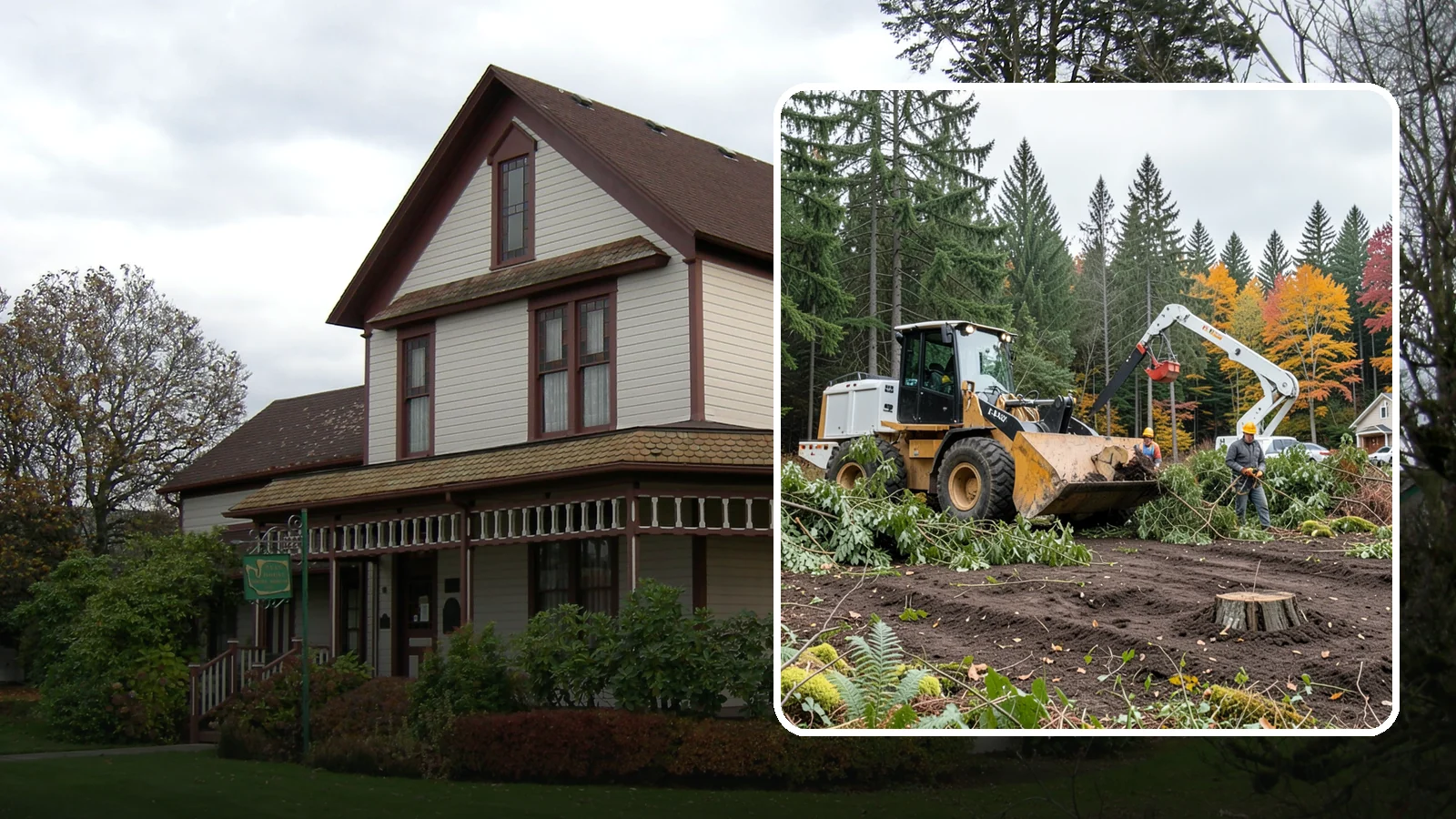 Lot clearing in Sumner, Pierce County, WA - The clearing of vegetation from a parcel of land.