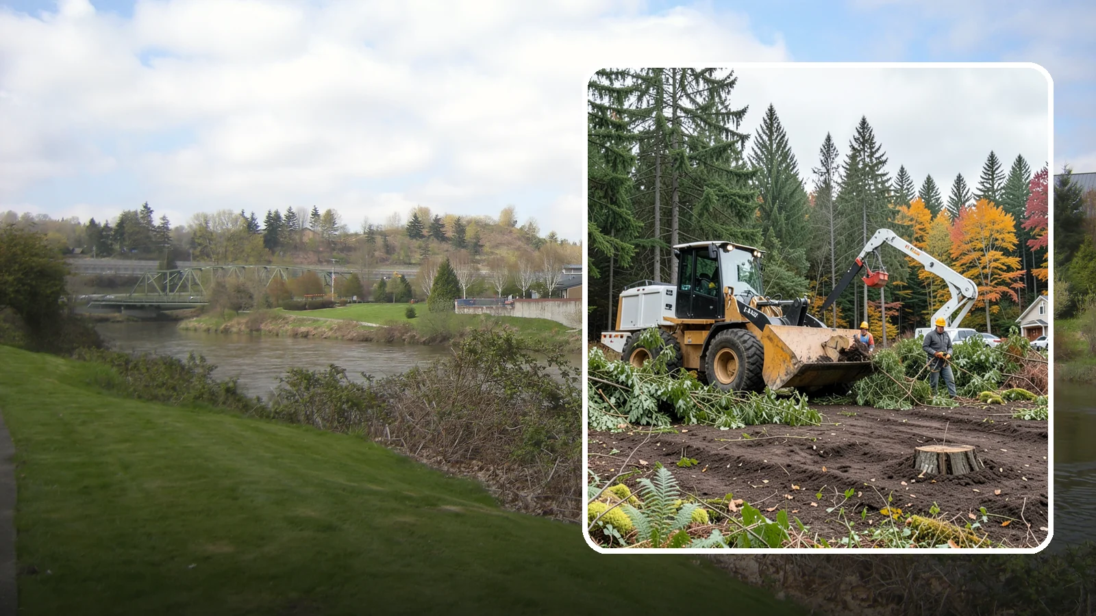 Lot clearing in Tukwila, King County, WA - The clearing of vegetation from a parcel of land.