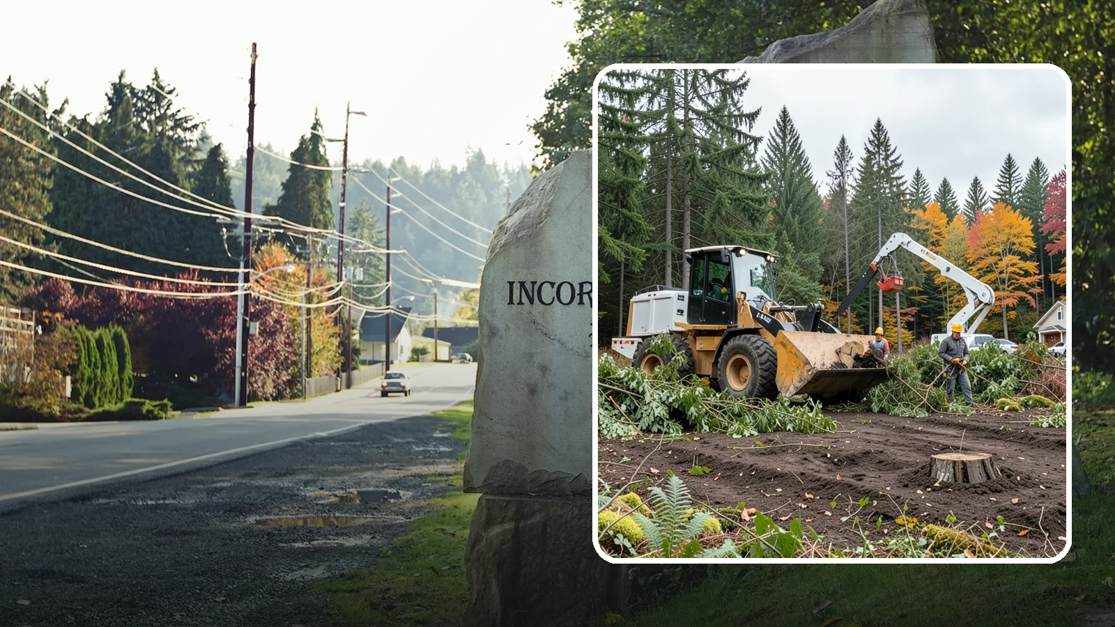 Lot clearing in Wilkeson, Pierce County, WA - The clearing of vegetation from a parcel of land.