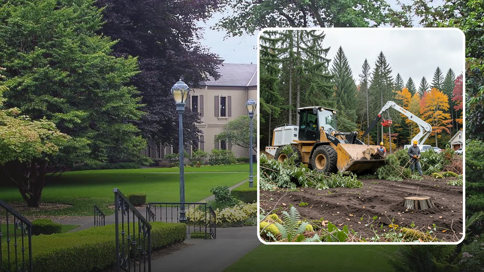 Lot clearing in Woodinville, King County, WA - The clearing of vegetation from a parcel of land.