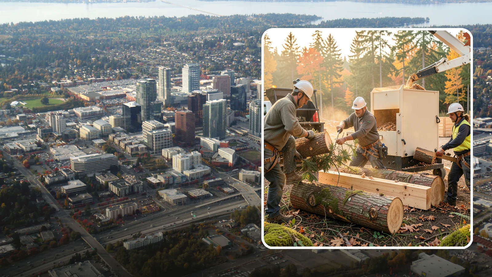 Lumber milling in Bellevue, King County, WA - The milling of logs into dimensional lumber.