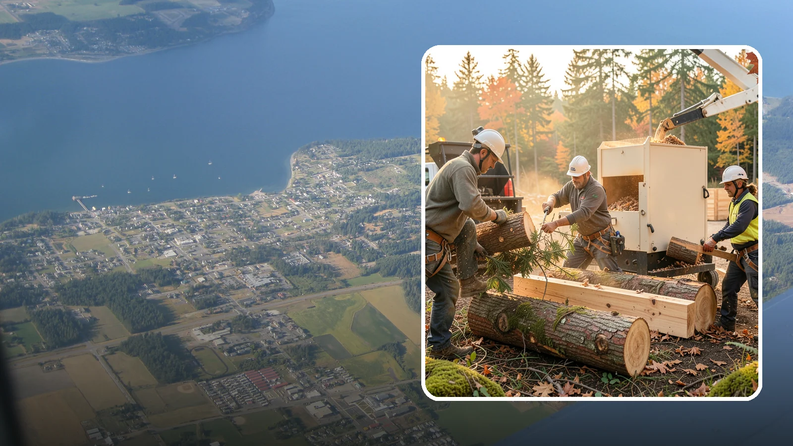 Lumber milling in Coupeville, Island County, WA - The milling of logs into dimensional lumber.