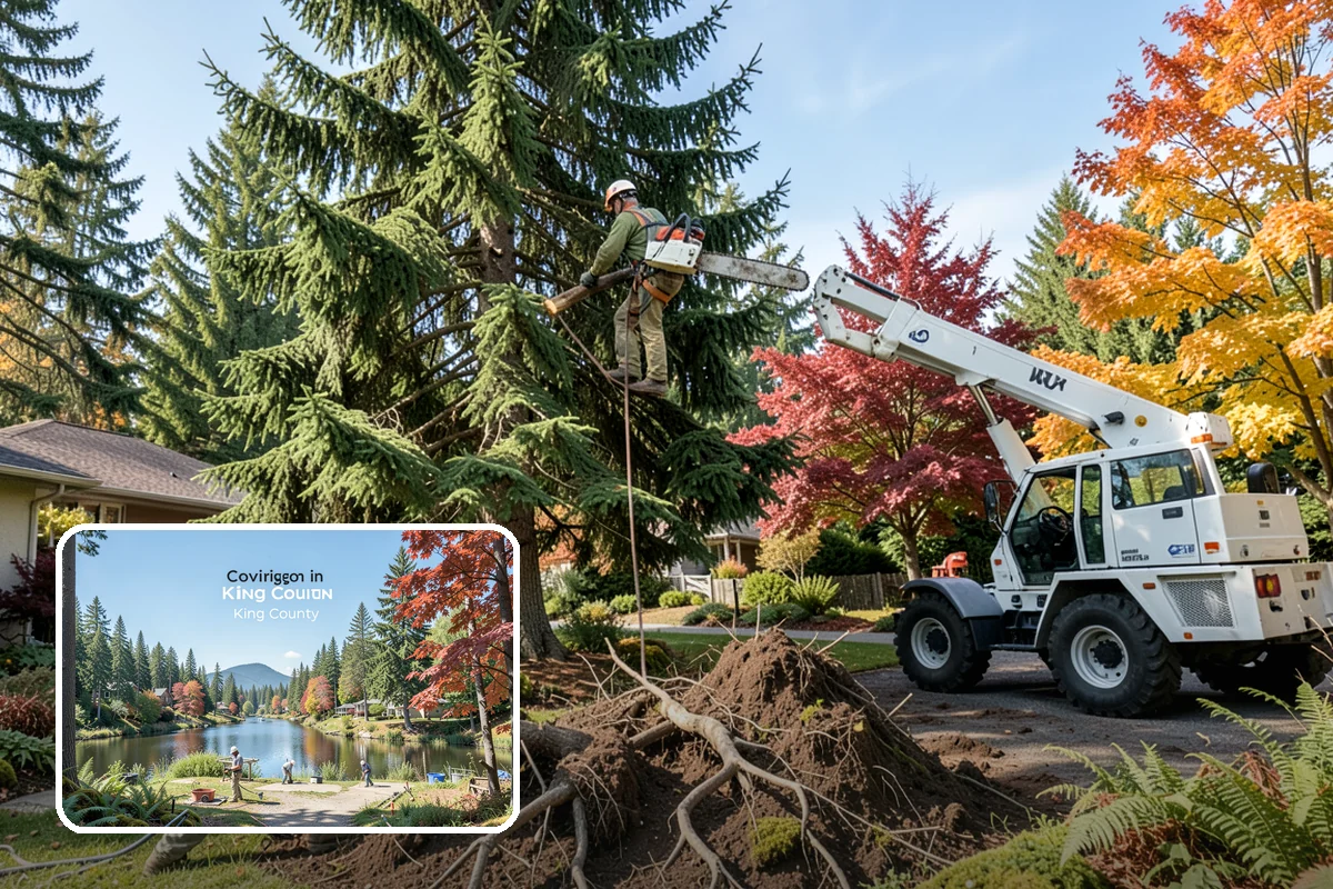 Lumber milling in Covington, King County, WA - Turns removed wood and debris into usable products