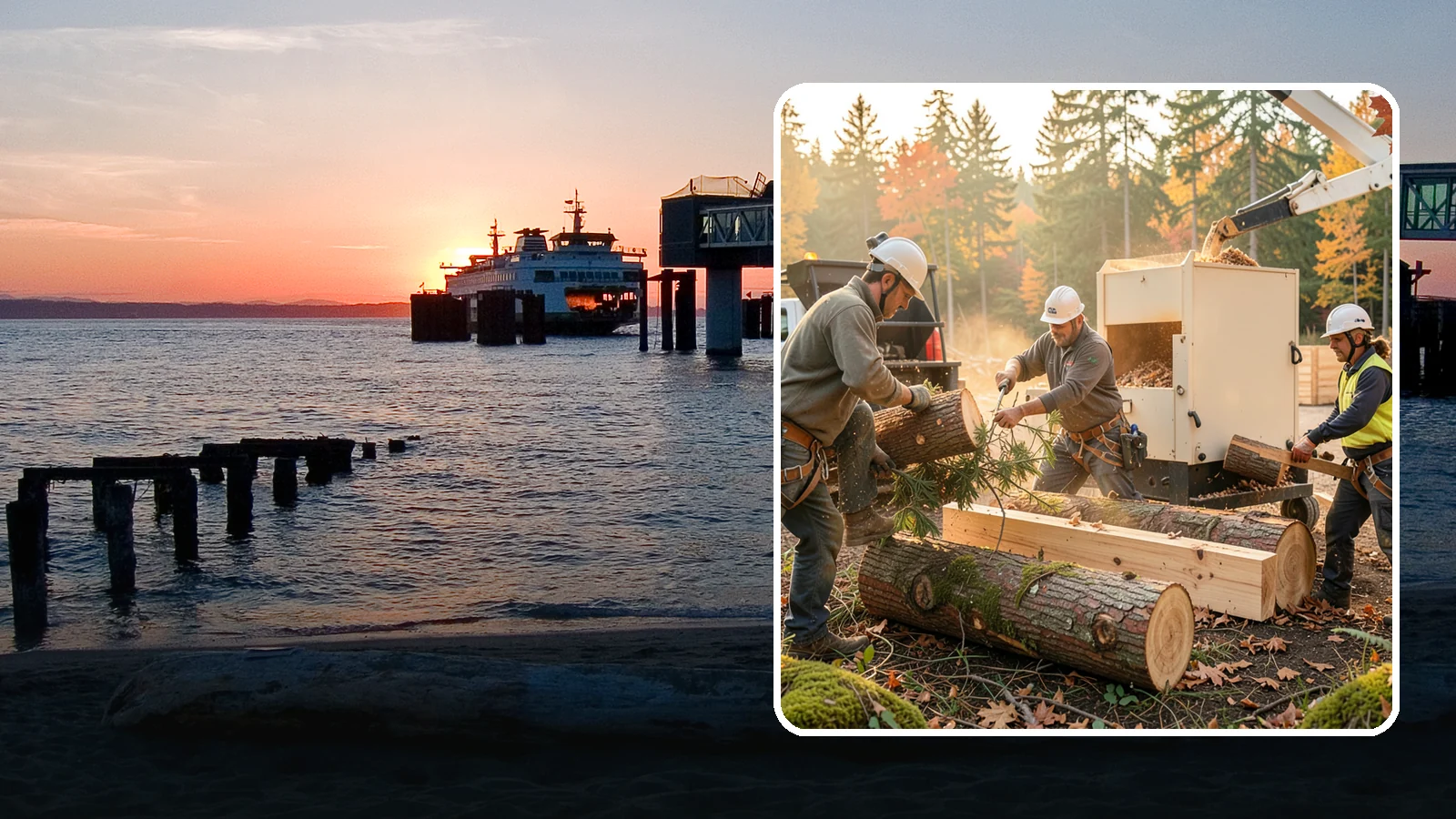Lumber milling in Edmonds, Snohomish County, WA - The milling of logs into dimensional lumber.