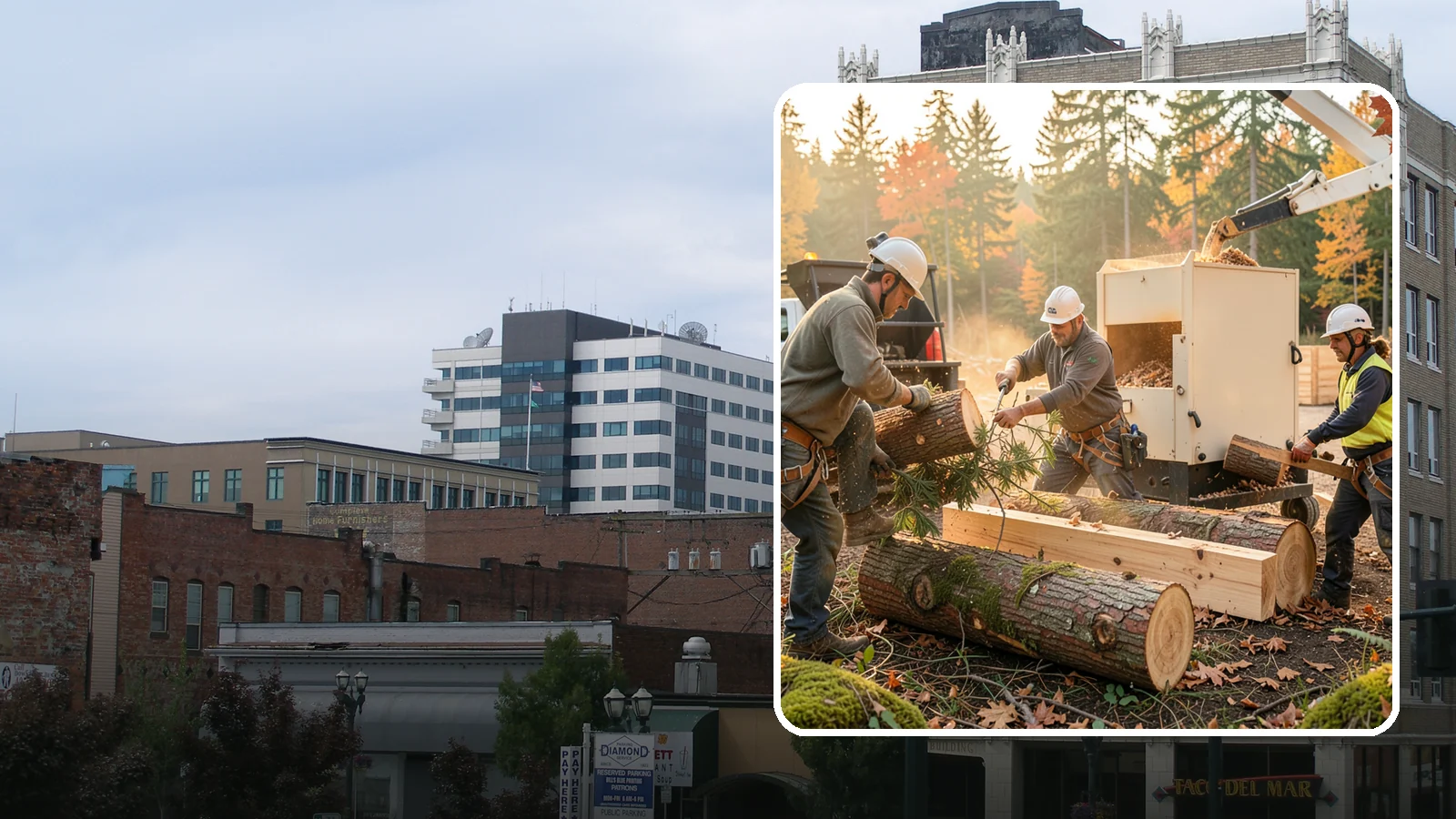 Lumber milling in Everett, Snohomish County, WA - The milling of logs into dimensional lumber.