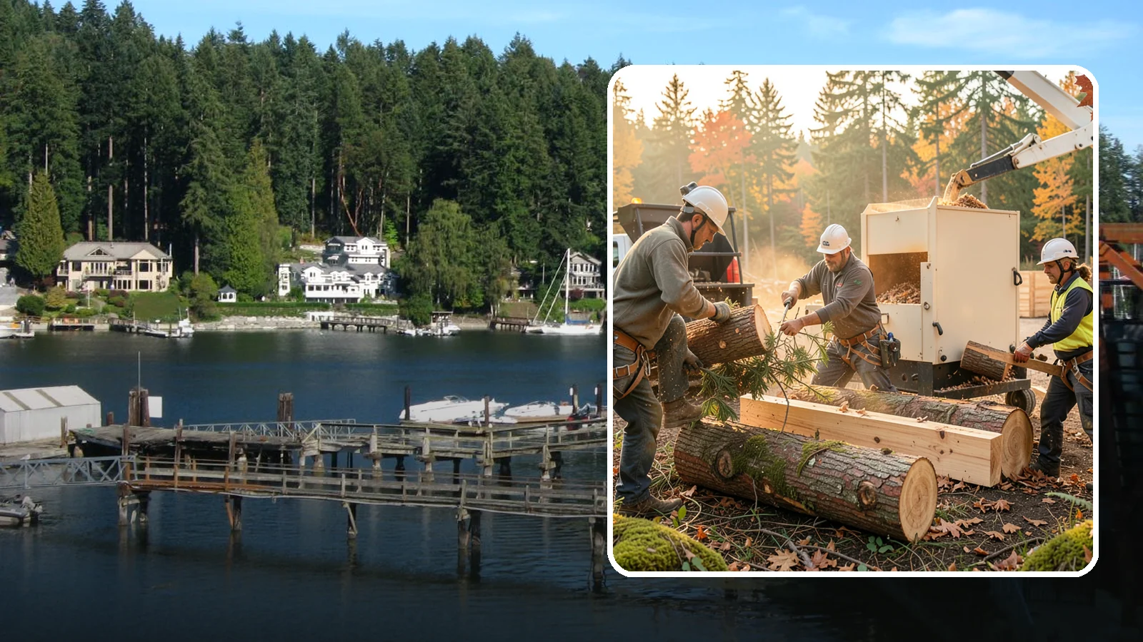 Lumber milling in Gig Harbor, Pierce County, WA - The milling of logs into dimensional lumber.