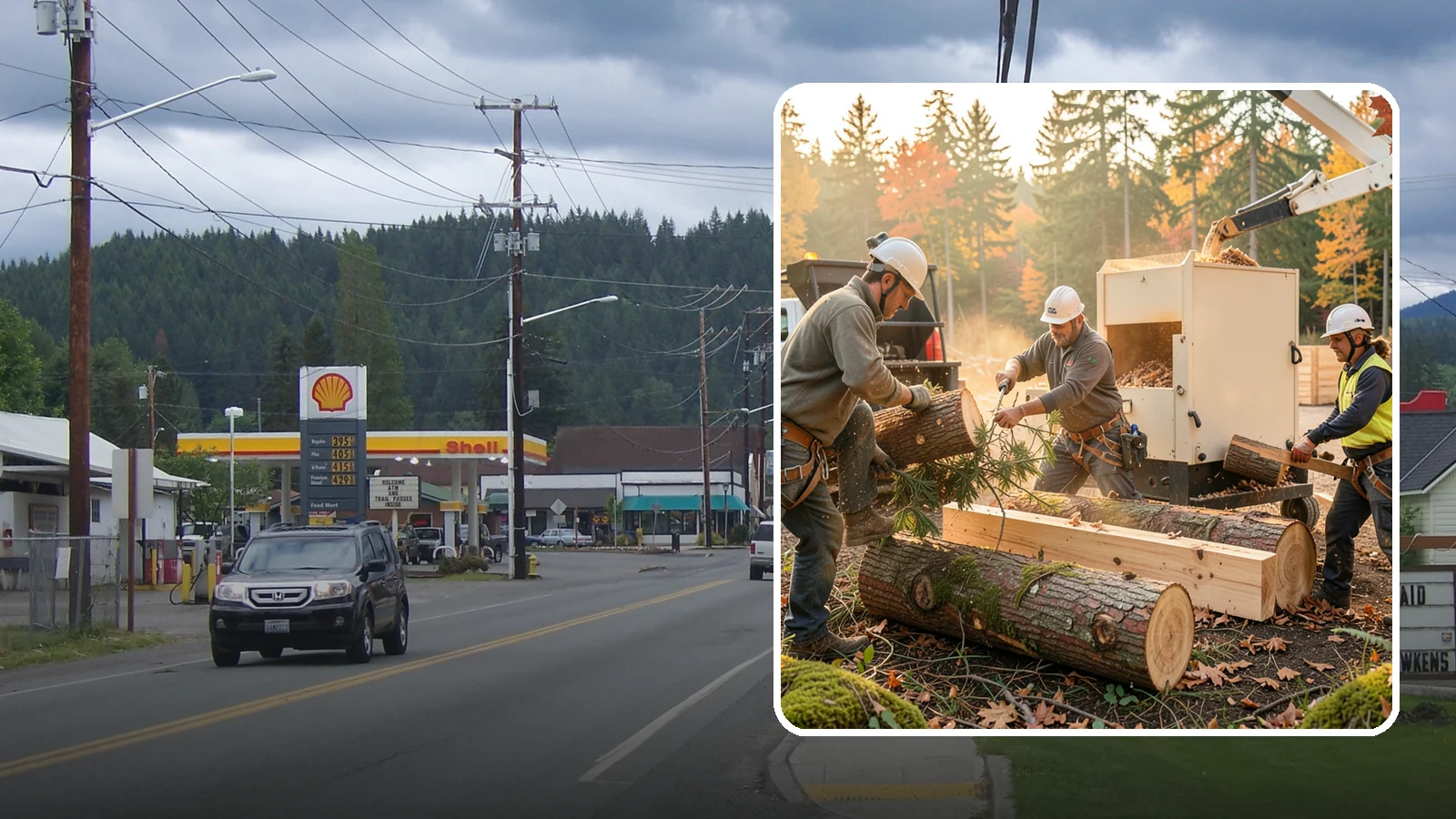 Lumber milling in Granite Falls, Snohomish County, WA - The milling of logs into dimensional lumber.