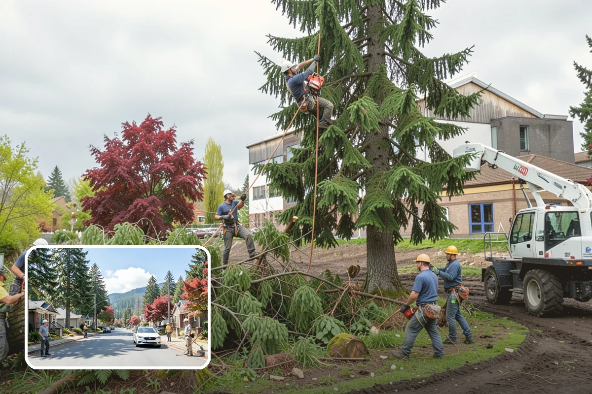 Lumber milling in Hunts Point, King County, WA - Turns removed wood and debris into usable products