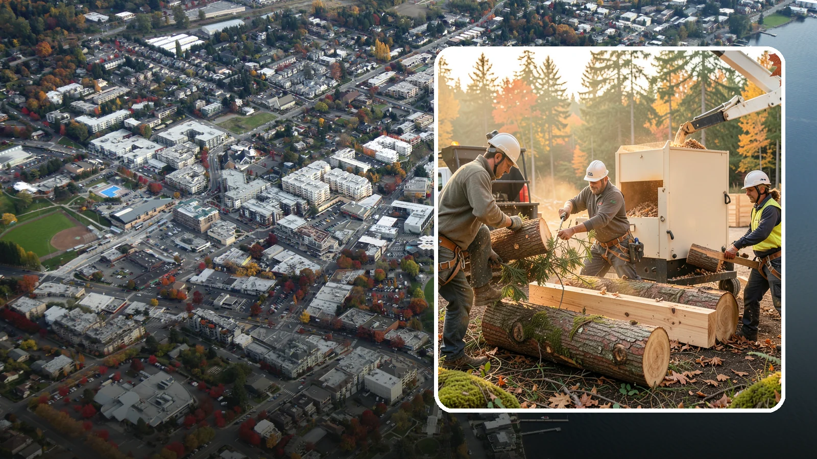 Lumber milling in Kirkland, King County, WA - The milling of logs into dimensional lumber.