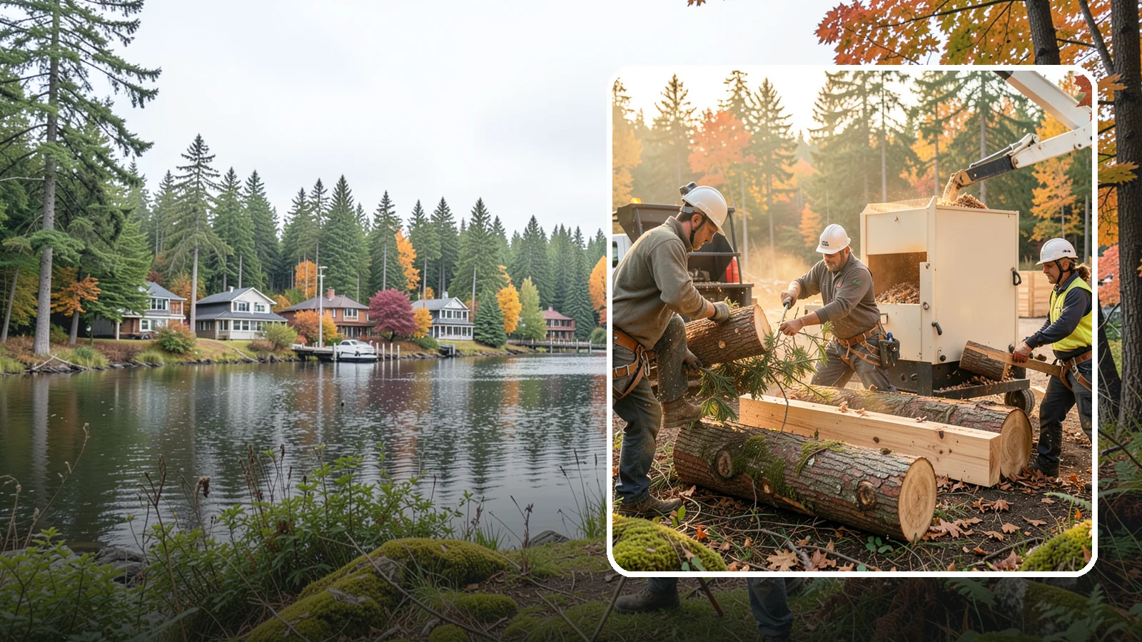 Lumber milling in La Conner, Skagit County, WA - The milling of logs into dimensional lumber.