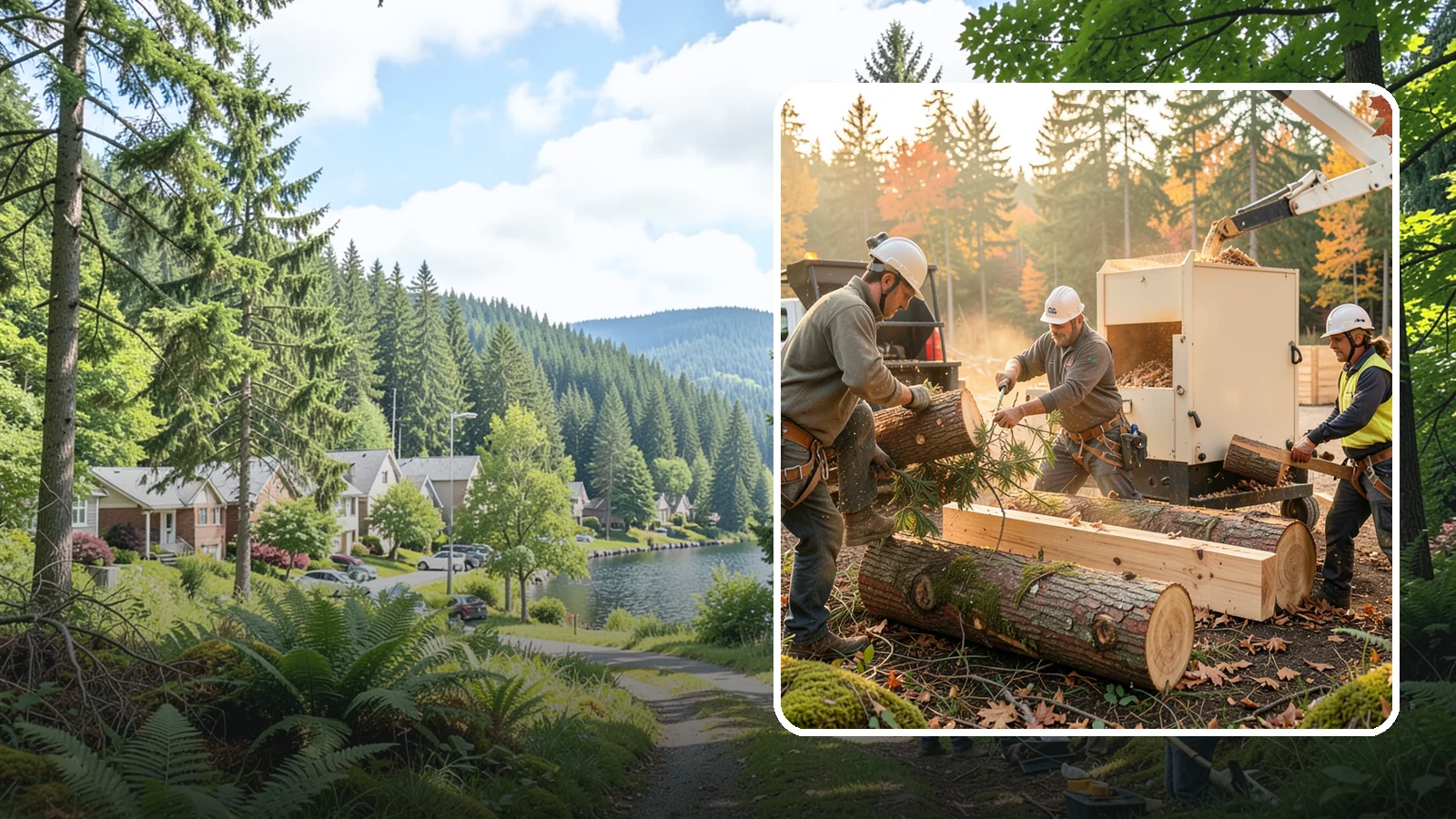 Lumber milling in Lake Forest Park, King County, WA - The milling of logs into dimensional lumber.