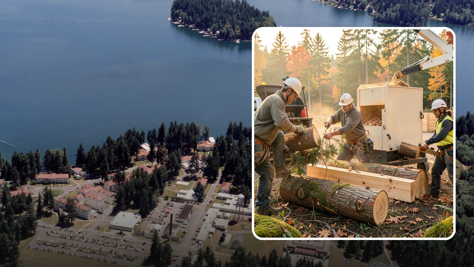 Lumber milling in Lakewood, Pierce County, WA - The milling of logs into dimensional lumber.