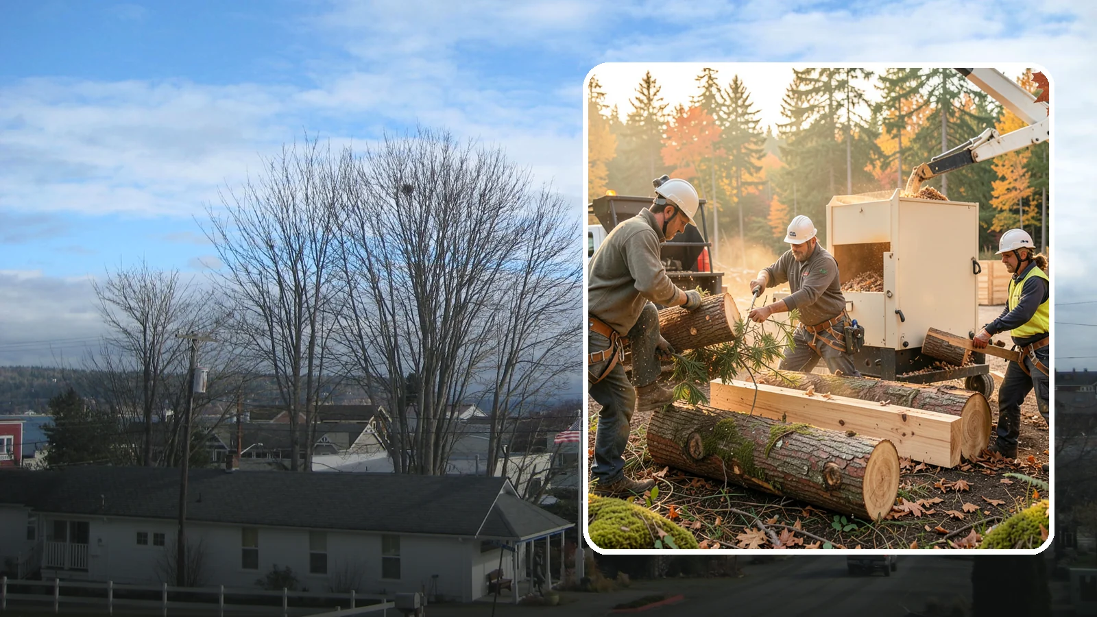 Lumber milling in Langley, Island County, WA - The milling of logs into dimensional lumber.
