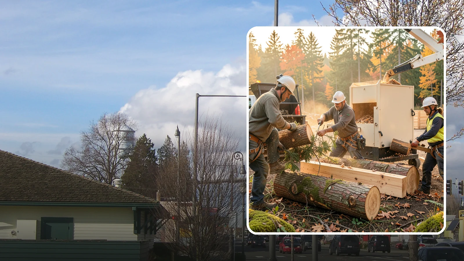 Lumber milling in Marysville, Snohomish County, WA - The milling of logs into dimensional lumber.