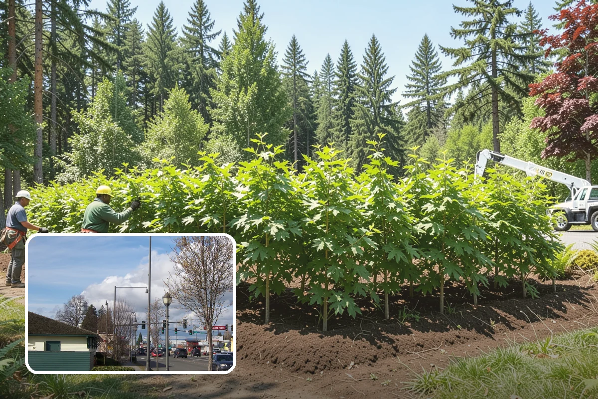 Lumber milling in Marysville, Snohomish County, WA - Turns removed wood and debris into usable products