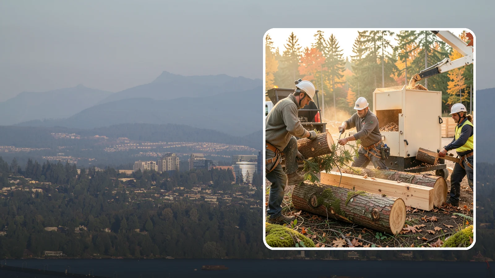 Lumber milling in Medina, King County, WA - The milling of logs into dimensional lumber.