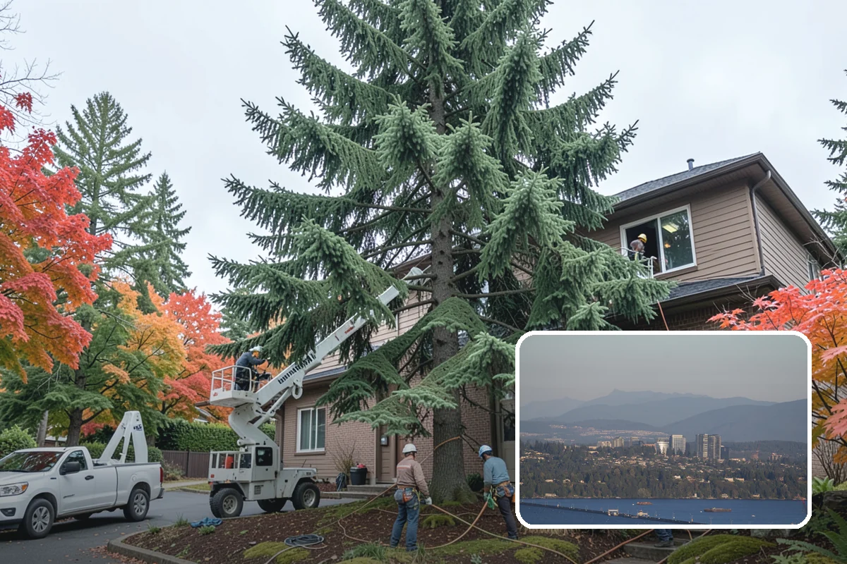 Lumber milling in Medina, King County, WA - Turns removed wood and debris into usable products