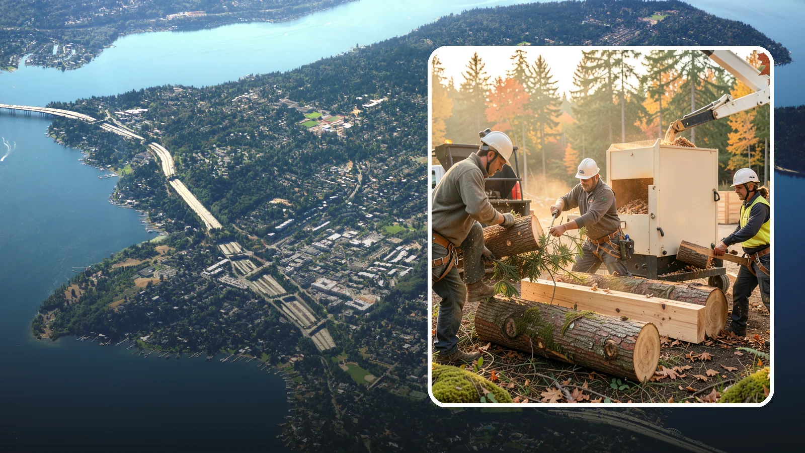 Lumber milling in Mercer Island, King County, WA - The milling of logs into dimensional lumber.