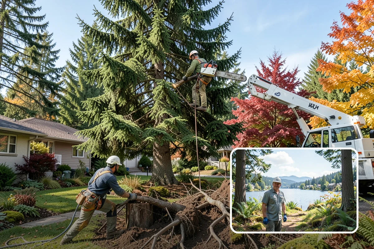 Lumber milling in Milton, King County, WA - Turns removed wood and debris into usable products