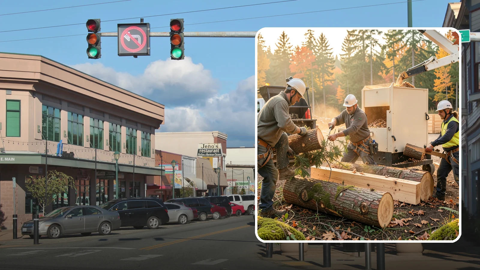 Lumber milling in Monroe, Snohomish County, WA - The milling of logs into dimensional lumber.