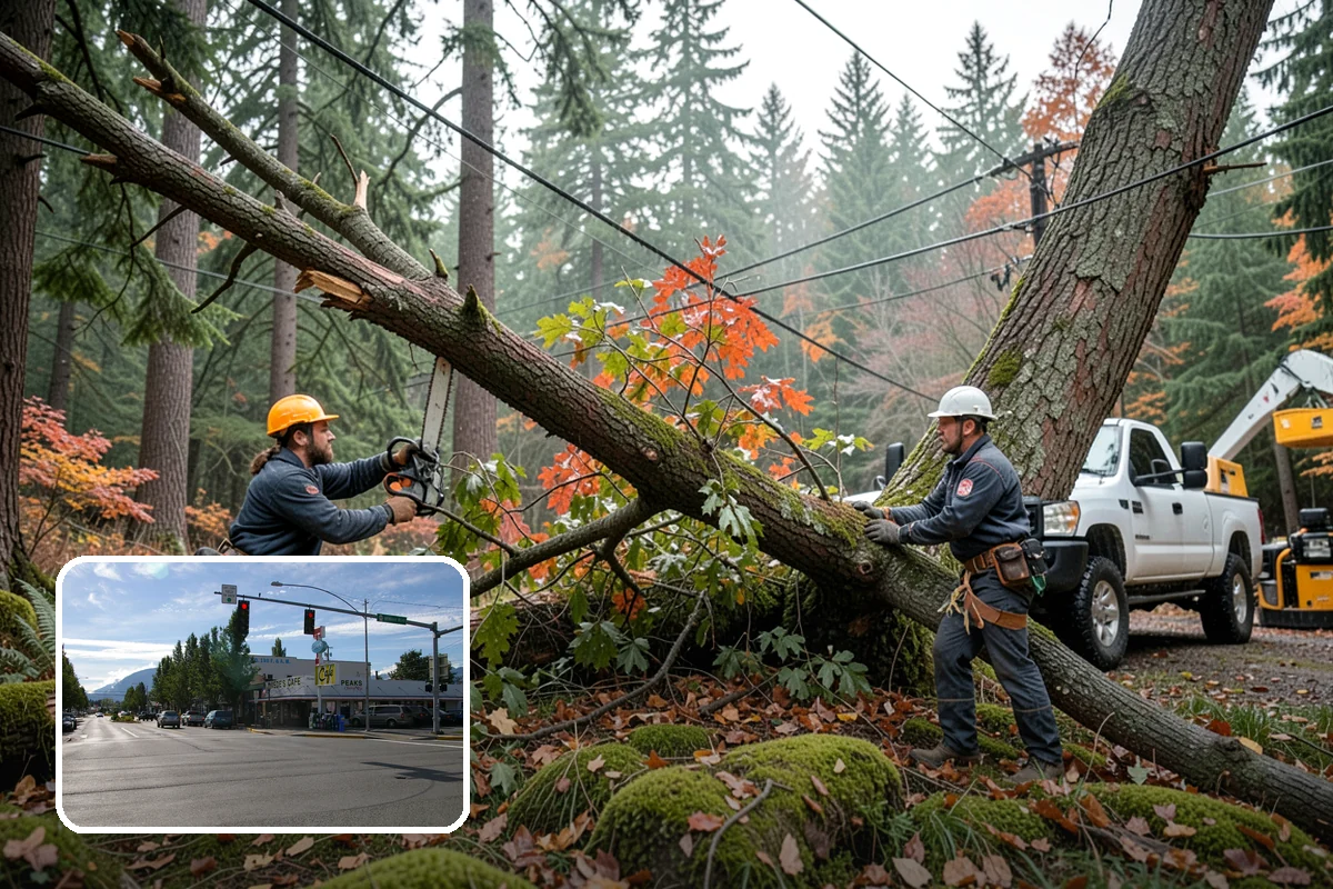 Lumber milling in North Bend, King County, WA - Turns removed wood and debris into usable products