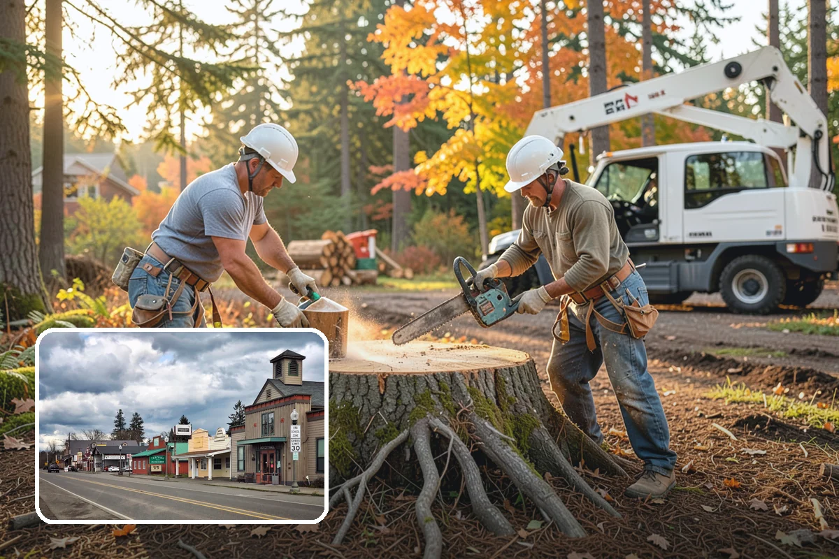 Lumber milling in Roy, Pierce County, WA - Turns removed wood and debris into usable products