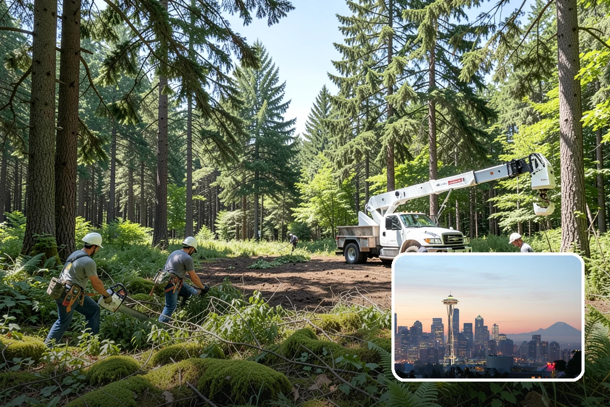 Lumber milling in Seattle, King County, WA - Turns removed wood and debris into usable products