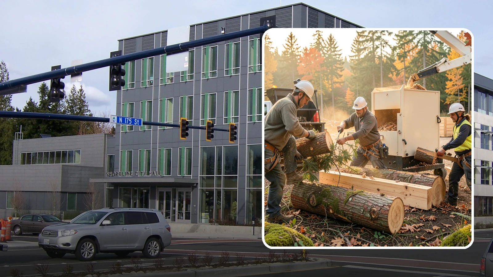 Lumber milling in Shoreline, King County, WA - The milling of logs into dimensional lumber.
