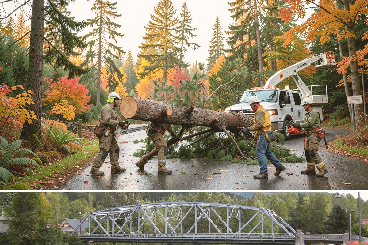 Lumber milling in Skykomish, King County, WA - Milling can generally occur year-round in the Puget Sound region but may be delayed during heavy rain or snow that compromises...