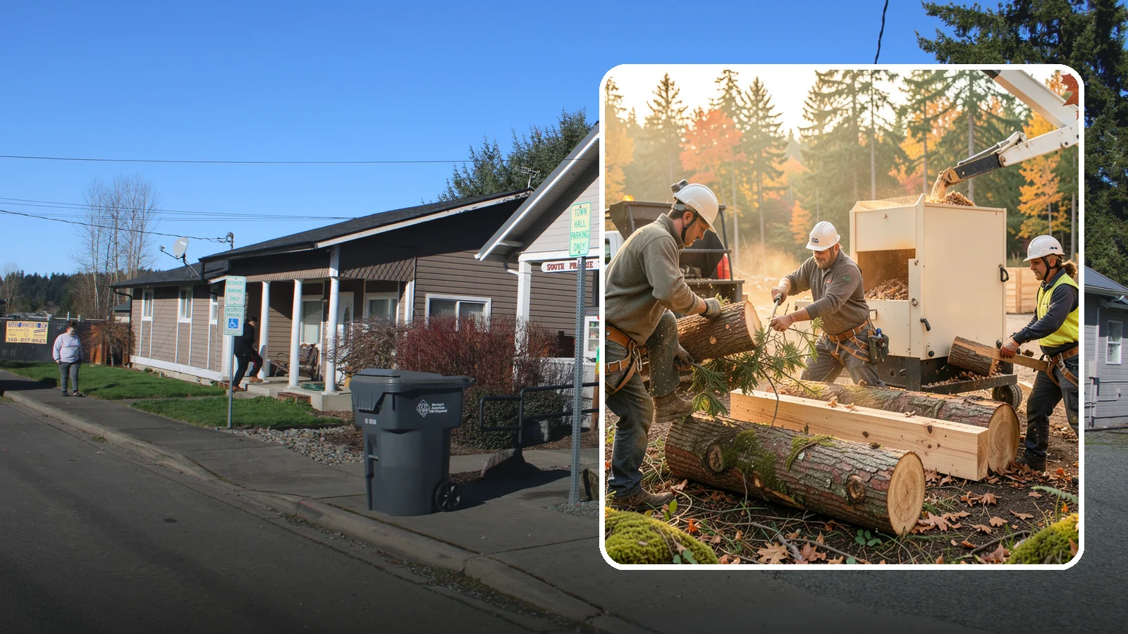 Lumber milling in South Prairie, Pierce County, WA - The milling of logs into dimensional lumber.