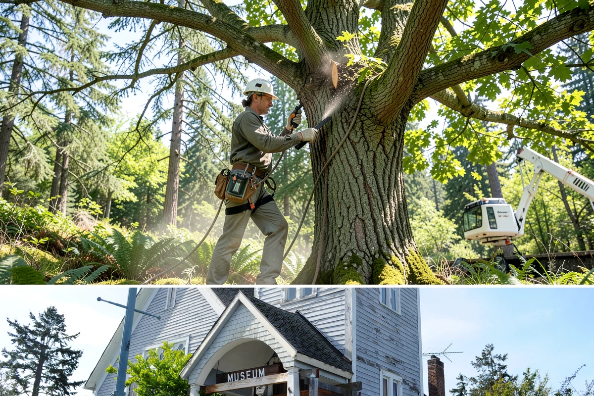 Lumber milling in Steilacoom, Pierce County, WA - Milling can generally occur year-round in the Puget Sound region but may be delayed during heavy rain or snow that compromises...