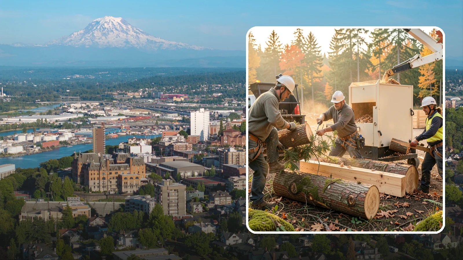 Lumber milling in Tacoma, Pierce County, WA - The milling of logs into dimensional lumber.