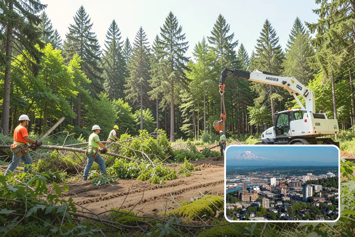 Lumber milling in Tacoma, Pierce County, WA - Turns removed wood and debris into usable products