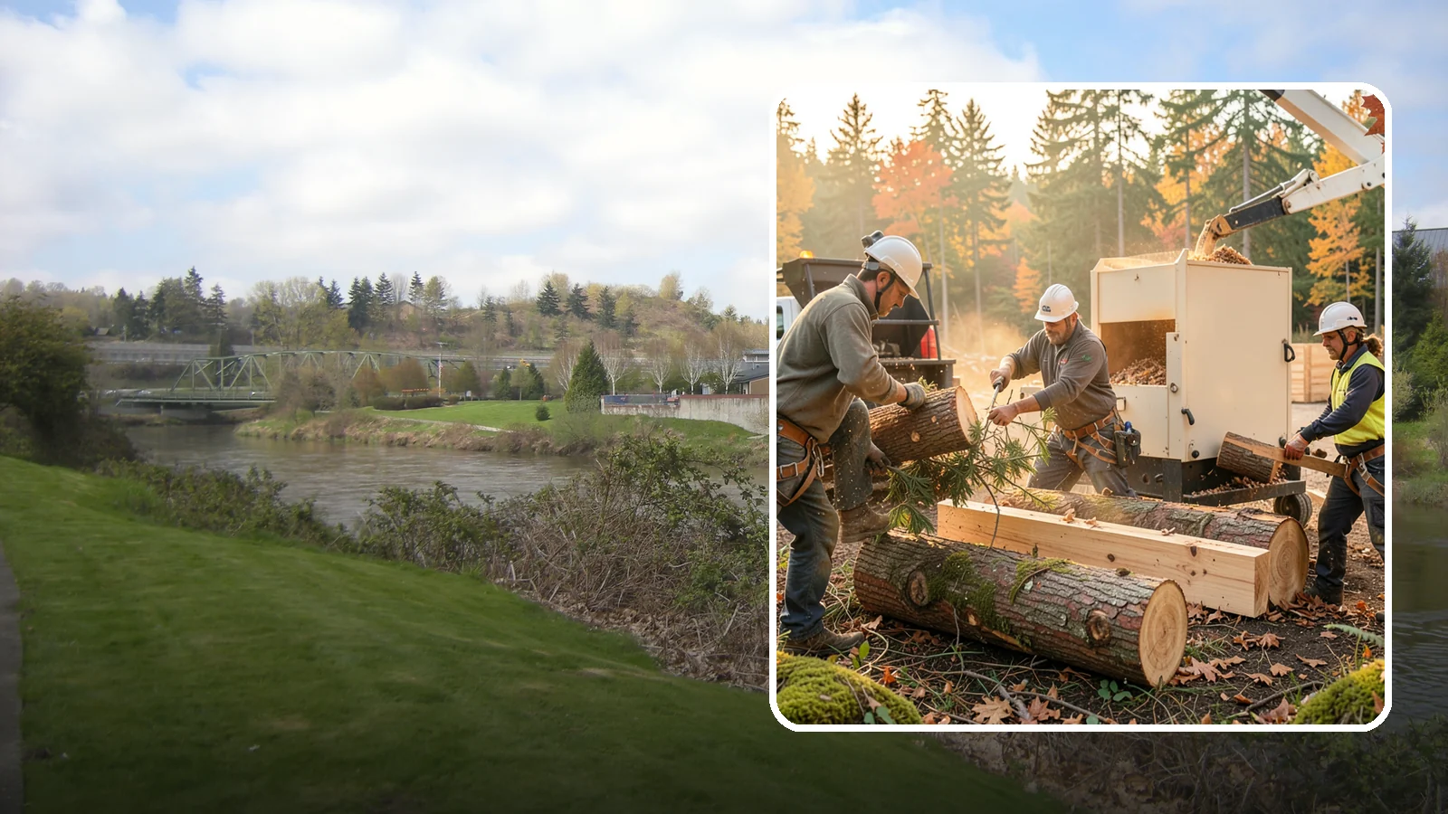 Lumber milling in Tukwila, King County, WA - The milling of logs into dimensional lumber.