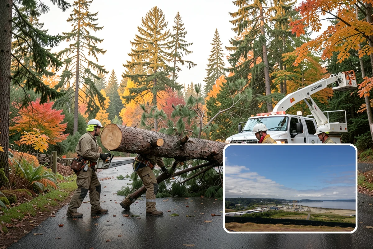 Lumber milling in University Place, Pierce County, WA - Turns removed wood and debris into usable products