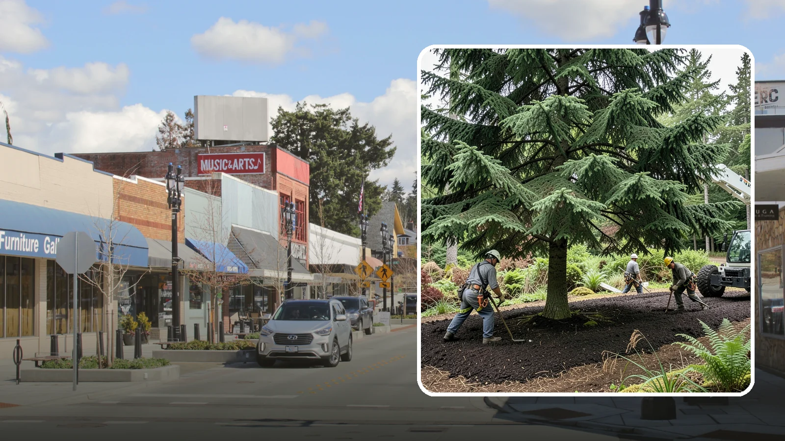 Mulching in Bothell, King County, WA - The application of mulch over the root zone.