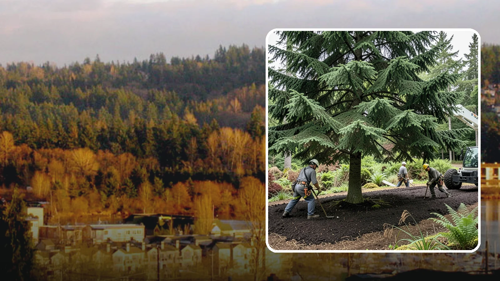 Mulching in Kenmore, King County, WA - The application of mulch over the root zone.