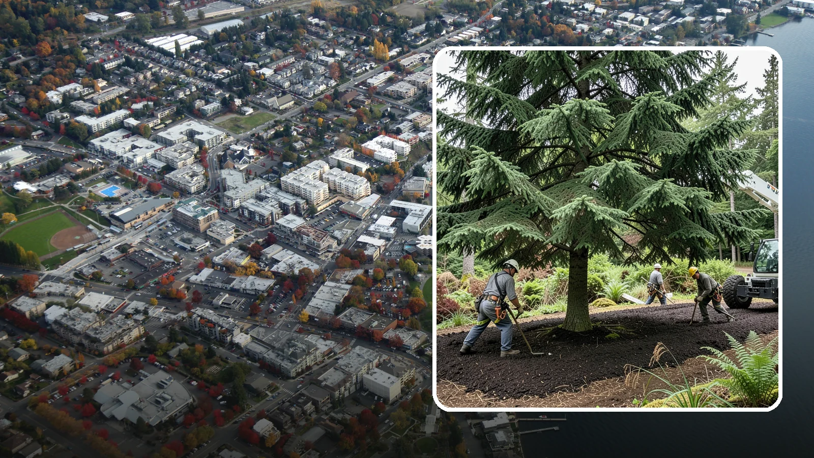 Mulching in Kirkland, King County, WA - The application of mulch over the root zone.