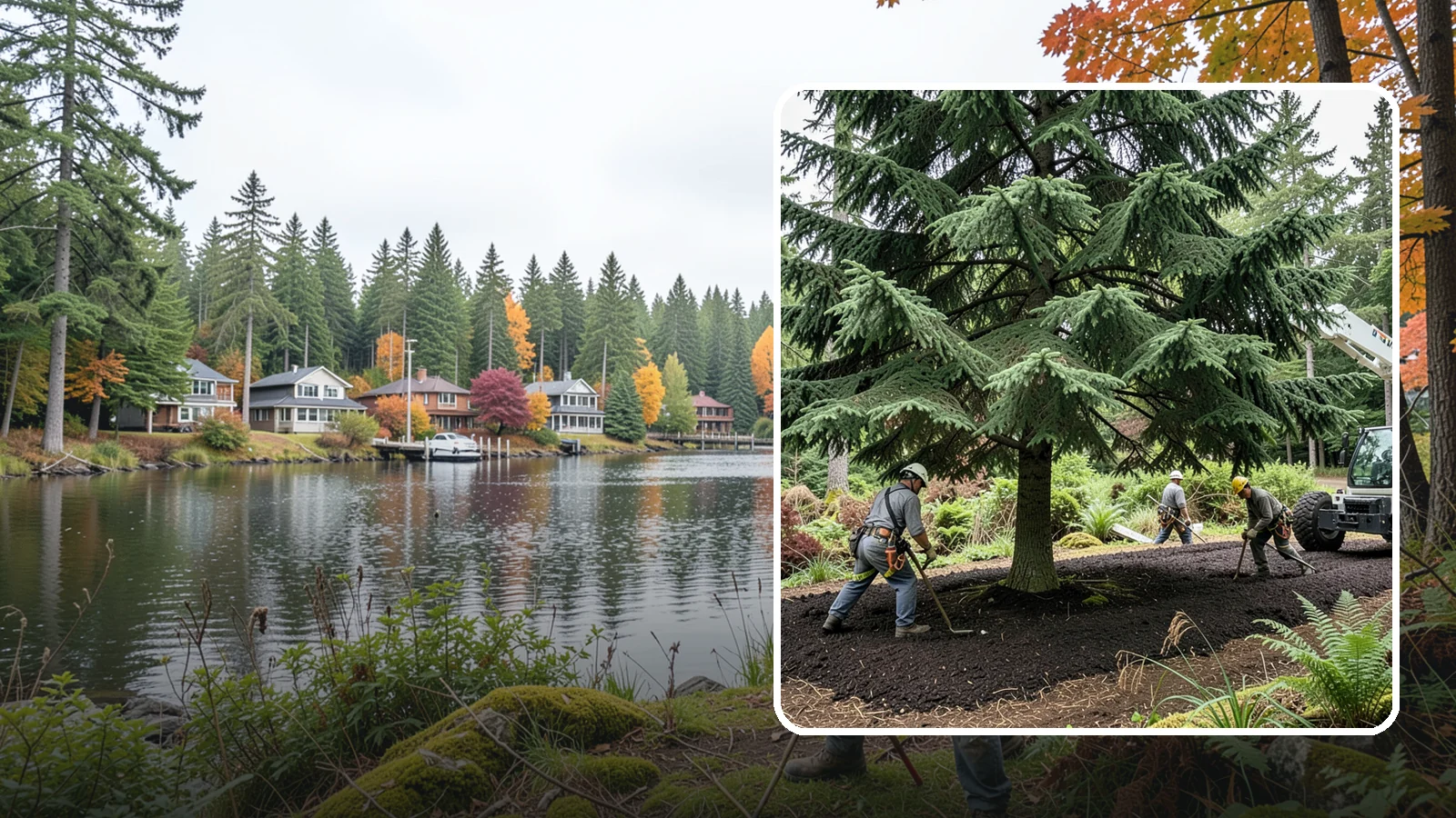 Mulching in La Conner, Skagit County, WA - The application of mulch over the root zone.