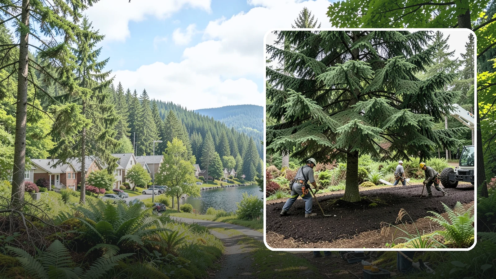 Mulching in Lake Forest Park, King County, WA - The application of mulch over the root zone.