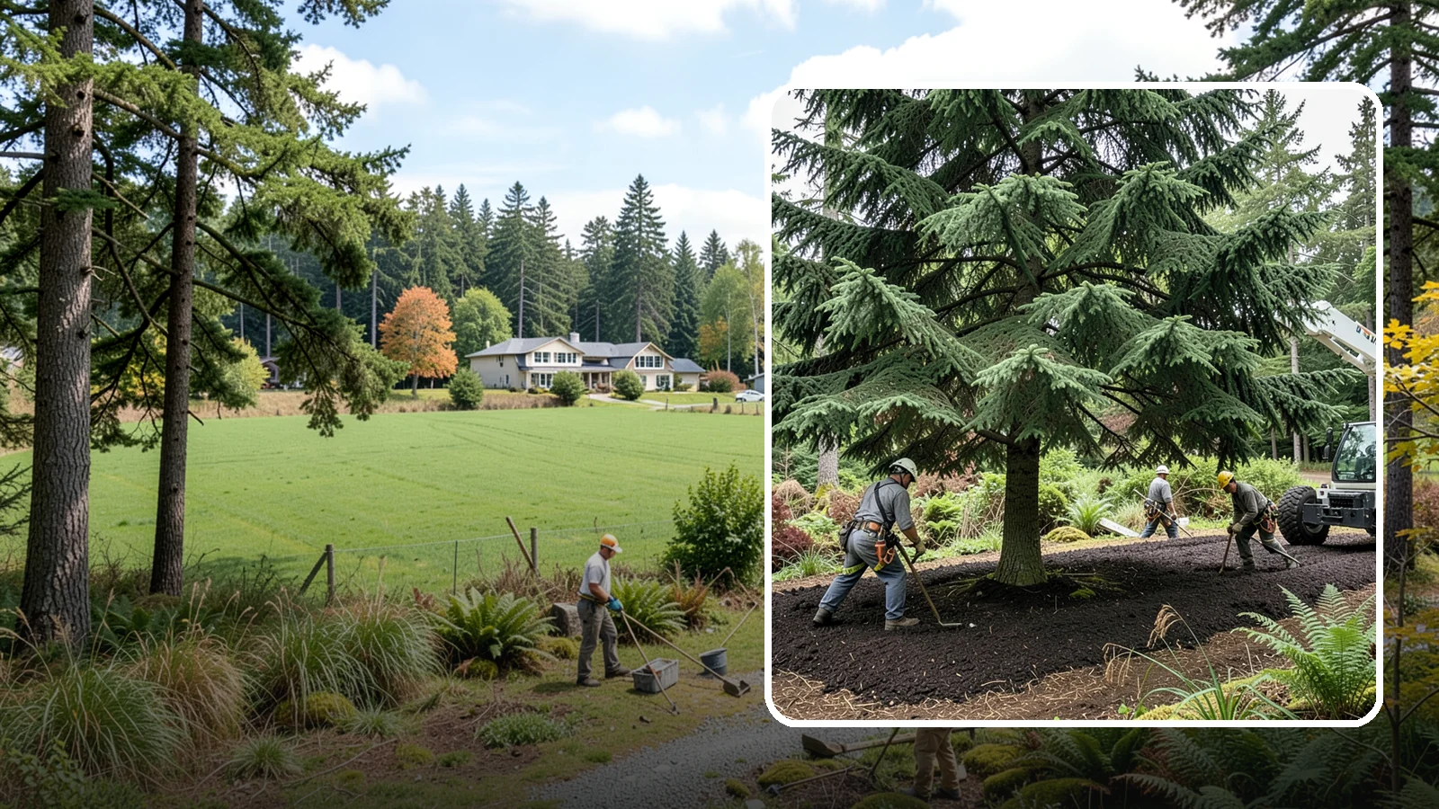 Mulching in Lyman, Skagit County, WA - The application of mulch over the root zone.