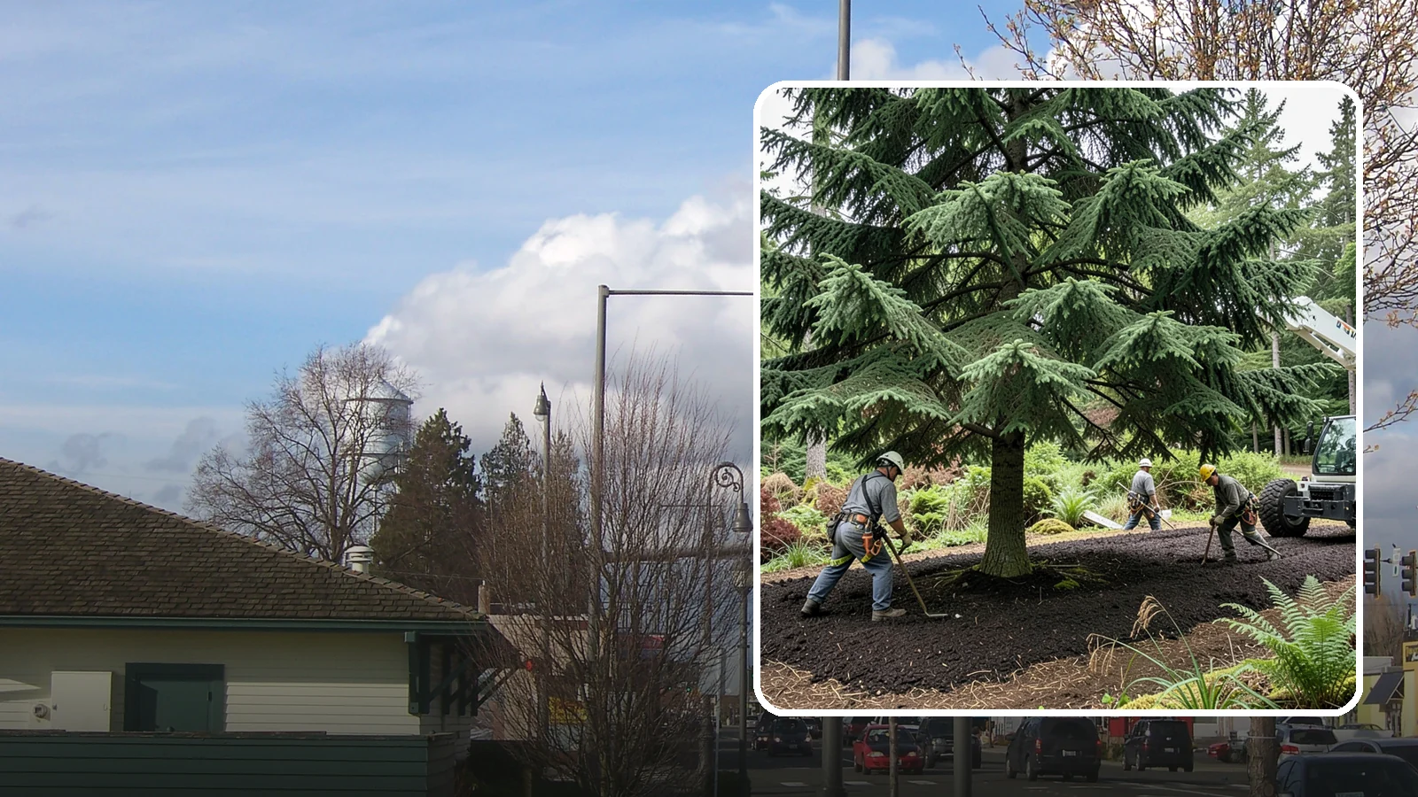 Mulching in Marysville, Snohomish County, WA - The application of mulch over the root zone.