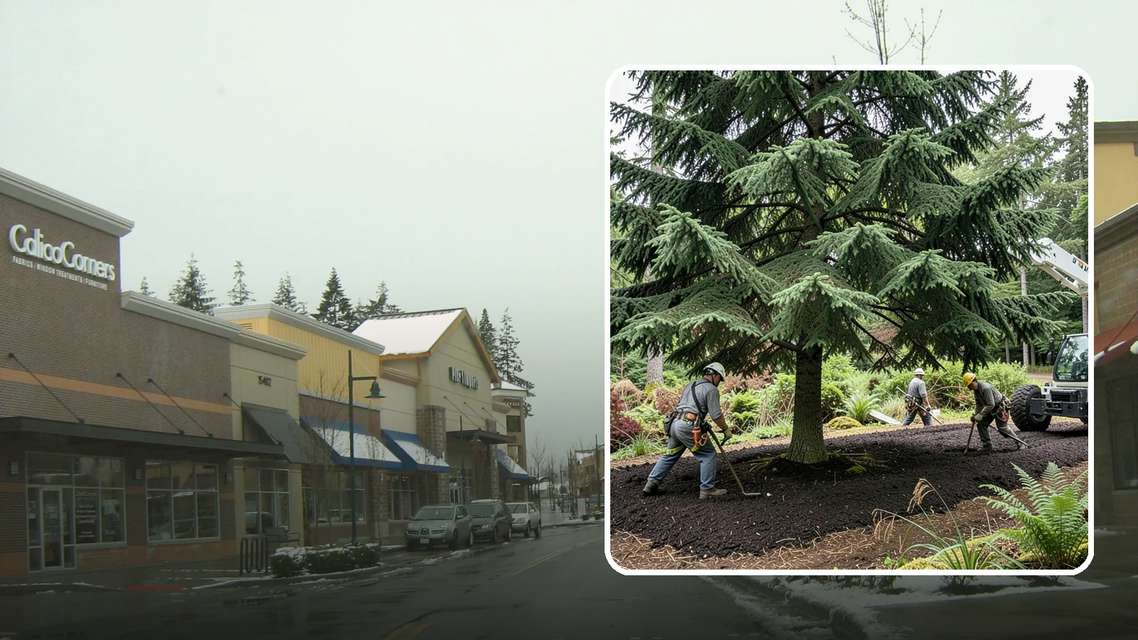 Mulching in Mill Creek, Snohomish County, WA - The application of mulch over the root zone.