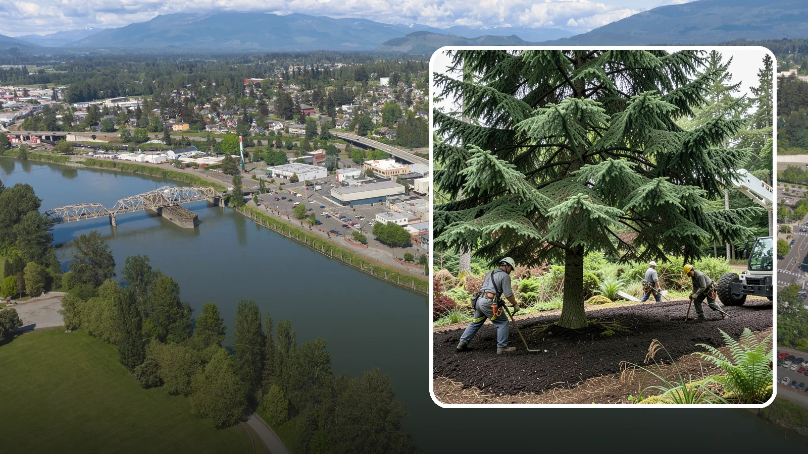Mulching in Mount Vernon, Skagit County, WA - The application of mulch over the root zone.