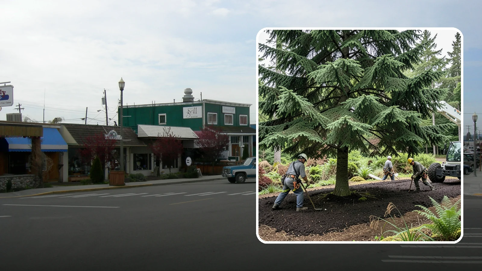Mulching in Stanwood, Snohomish County, WA - The application of mulch over the root zone.
