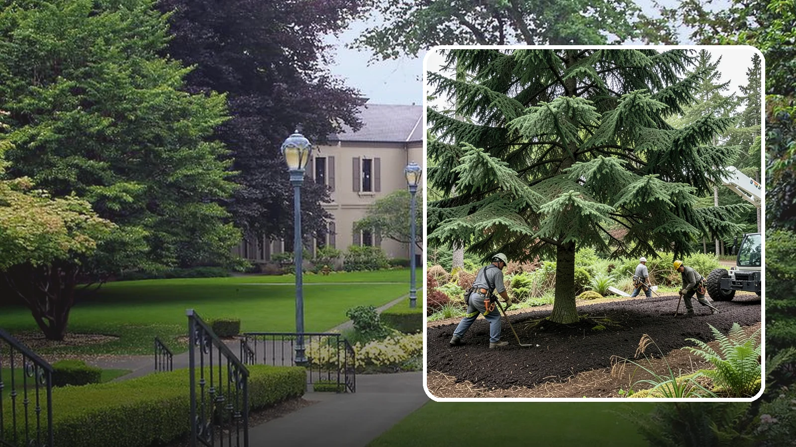 Mulching in Woodinville, King County, WA - The application of mulch over the root zone.