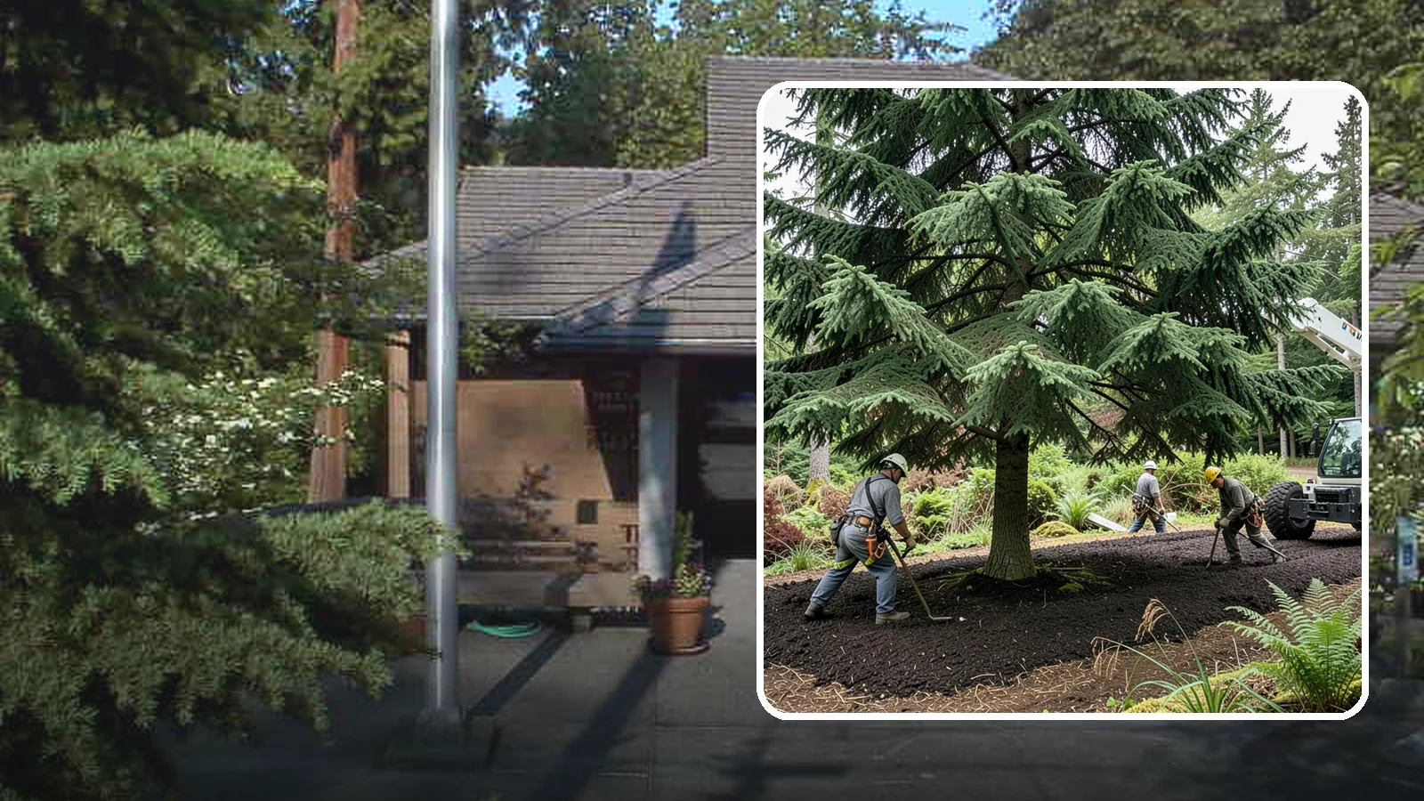 Mulching in Yarrow Point, King County, WA - The application of mulch over the root zone.